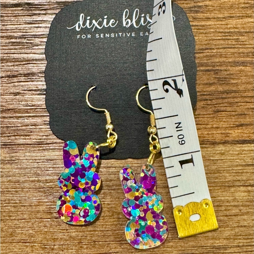 Party confetti bunny earrings | Hook style | Easter - Picture 2 of 2